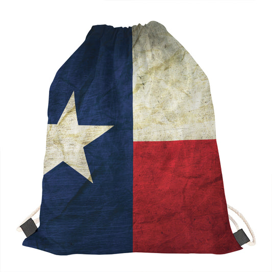 Texas Flag Print Drawstring Bag