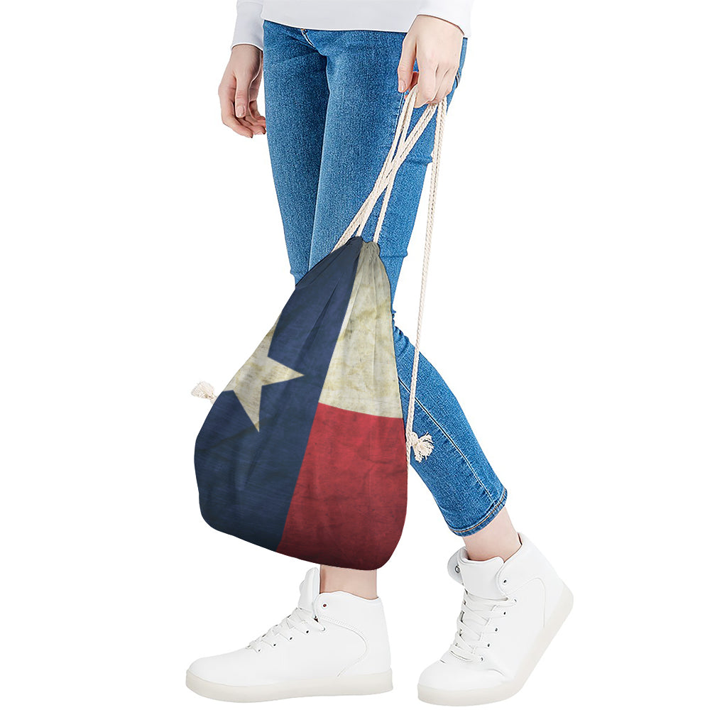 Texas Flag Print Drawstring Bag