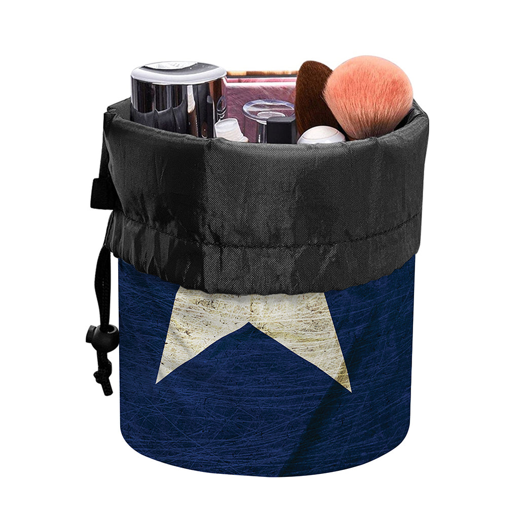 Texas Flag Print Drawstring Makeup Bag