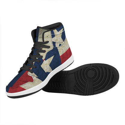 Texas Flag Print High Top Leather Sneakers