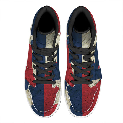 Texas Flag Print High Top Leather Sneakers