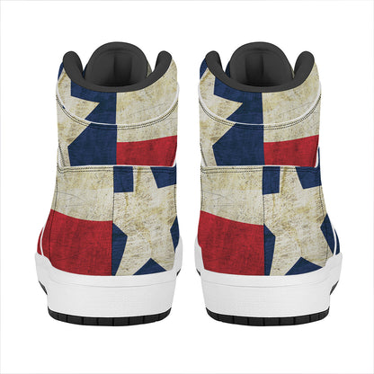 Texas Flag Print High Top Leather Sneakers