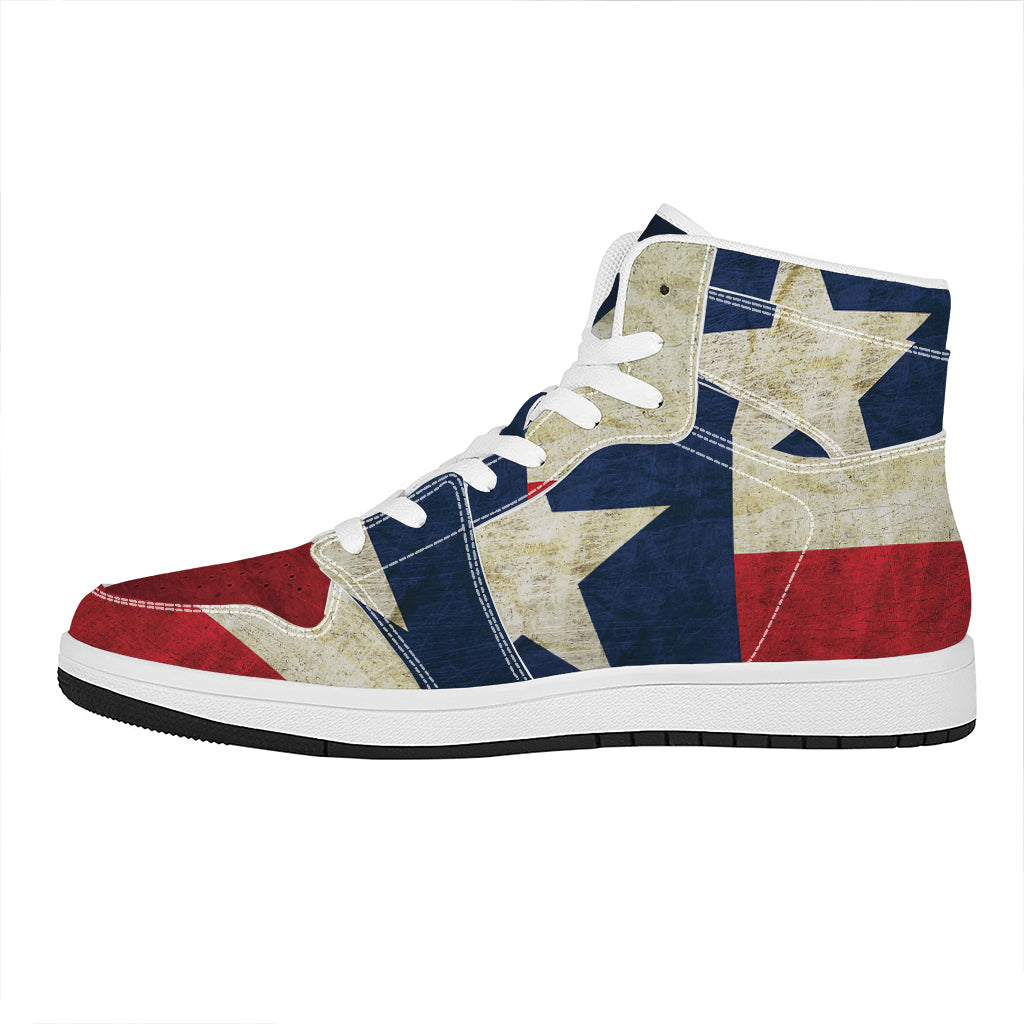 Texas Flag Print High Top Leather Sneakers