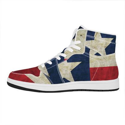 Texas Flag Print High Top Leather Sneakers