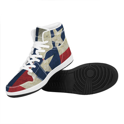 Texas Flag Print High Top Leather Sneakers
