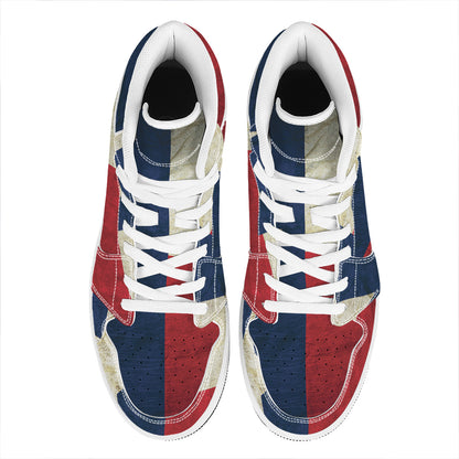 Texas Flag Print High Top Leather Sneakers