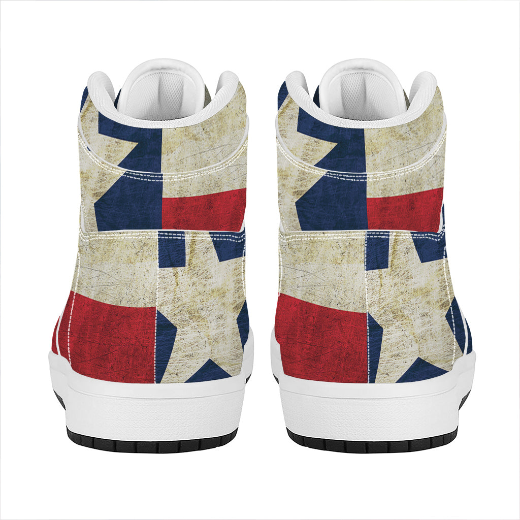 Texas Flag Print High Top Leather Sneakers