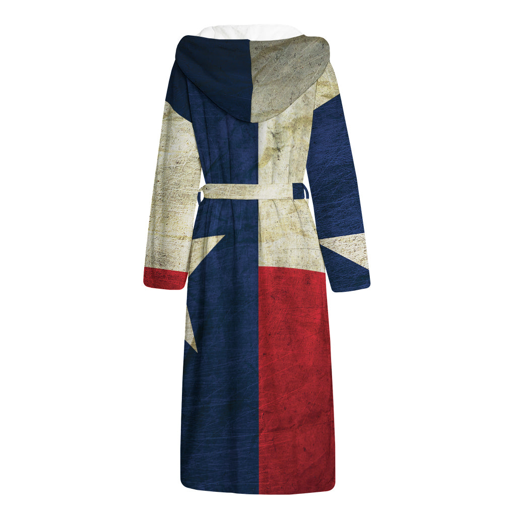 Texas Flag Print Hooded Bathrobe