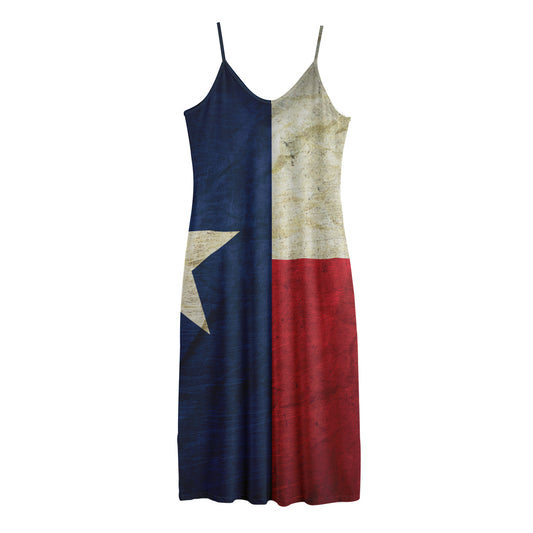 Texas Flag Print Jersey Midi Cami Dress
