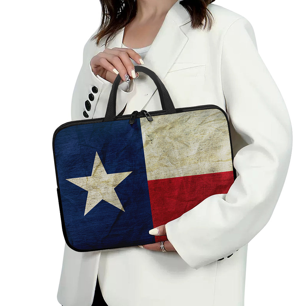 Texas Flag Print Laptop Sleeve With Handle