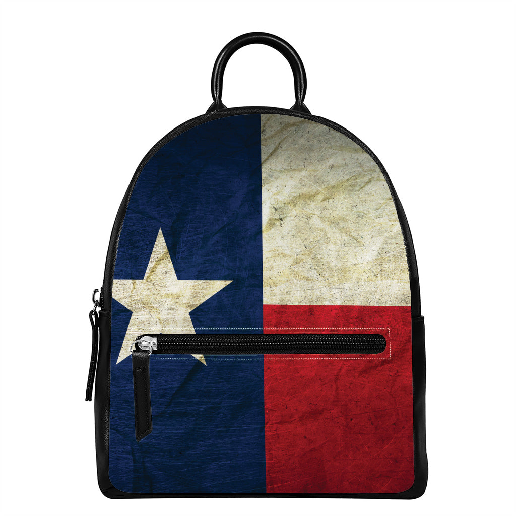 Texas Flag Print Leather Backpack