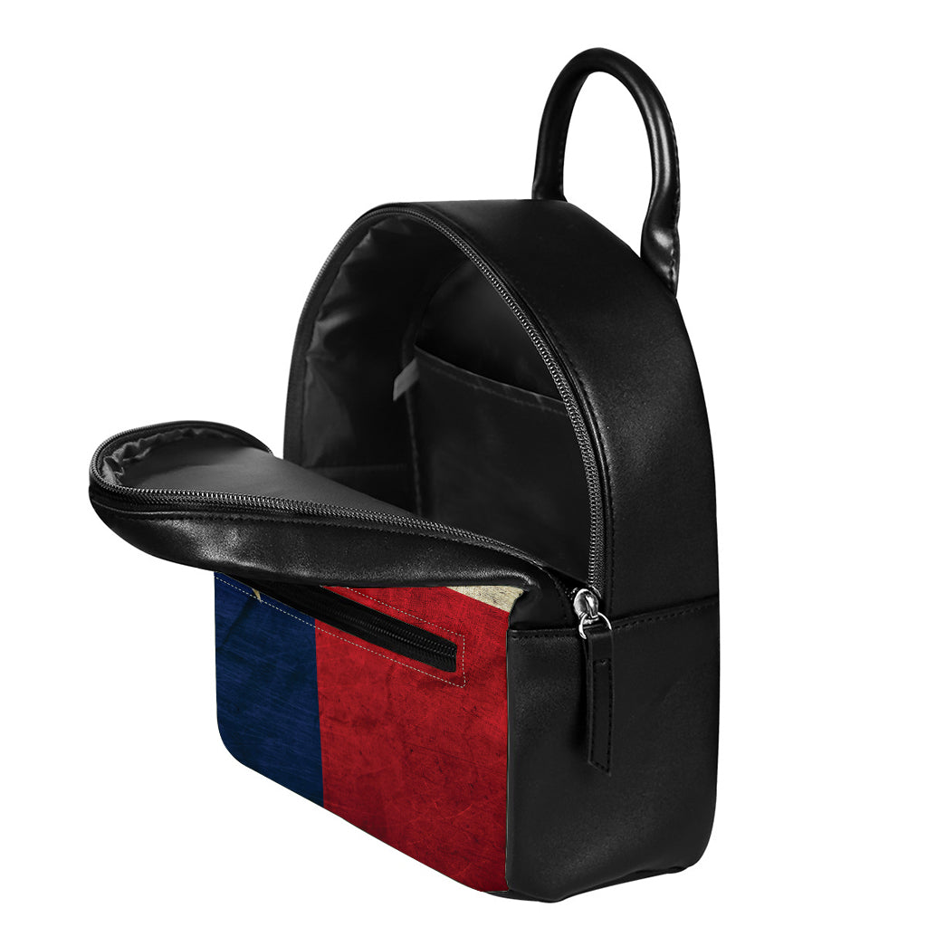 Texas Flag Print Leather Backpack