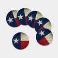 Texas Flag Print Leather Coaster Set