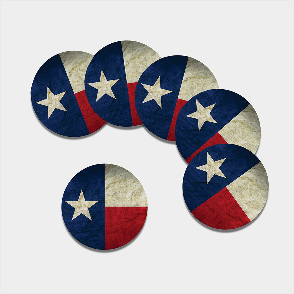 Texas Flag Print Leather Coaster Set