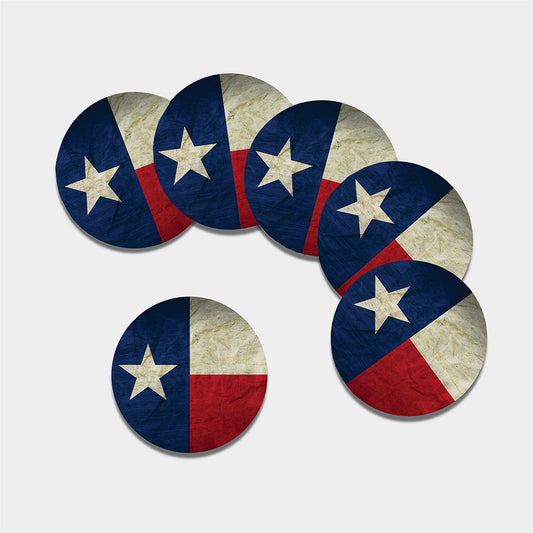 Texas Flag Print Leather Coaster Set