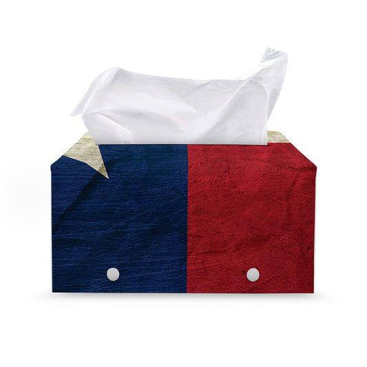 Texas Flag Print Leather Tissue Box Cover