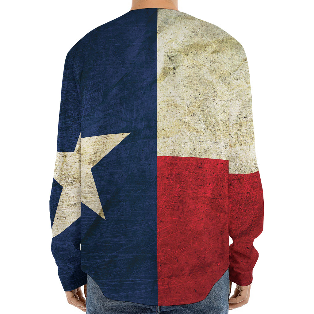 Texas Flag Print Long Sleeve Baseball Jersey