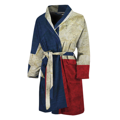 Texas Flag Print Men's Bathrobe