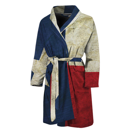 Texas Flag Print Men's Bathrobe
