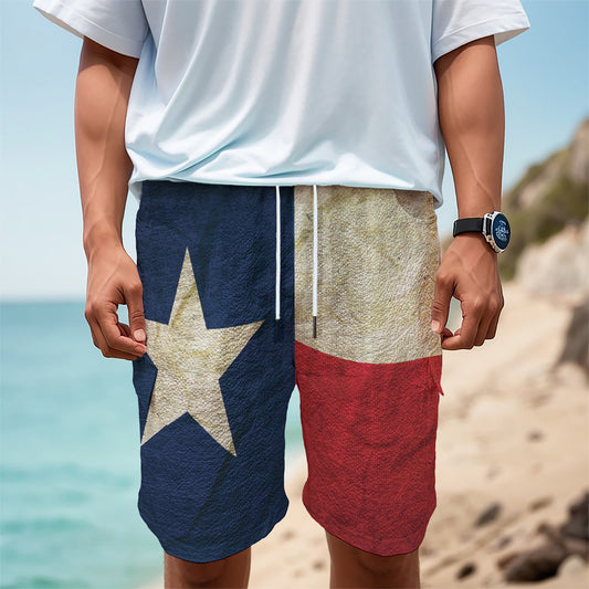 Texas Flag Print Men's Cargo Shorts