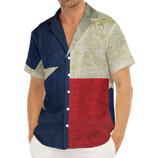 Texas Flag Print Men's Deep V-Neck Shirt