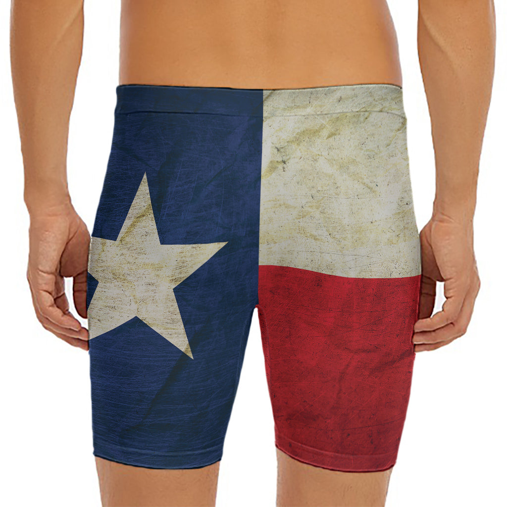 Texas Flag Print Men's Long Boxer Briefs