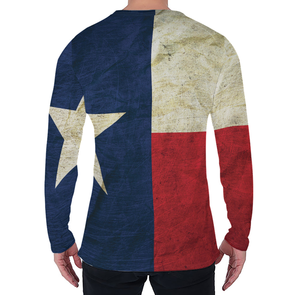 Texas Flag Print Men's Long Sleeve T-Shirt