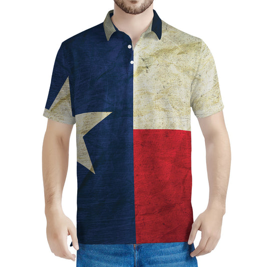 Texas Flag Print Men's Polo Shirt