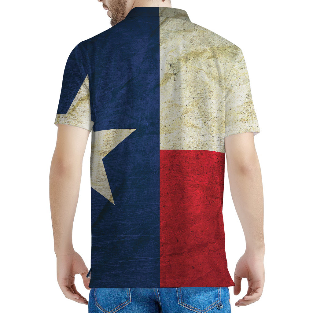 Texas Flag Print Men's Polo Shirt