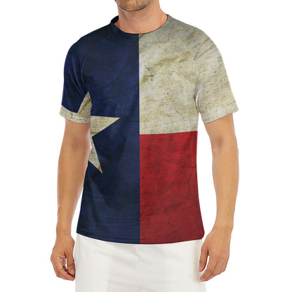 Texas Flag Print Men's Short Sleeve Rash Guard