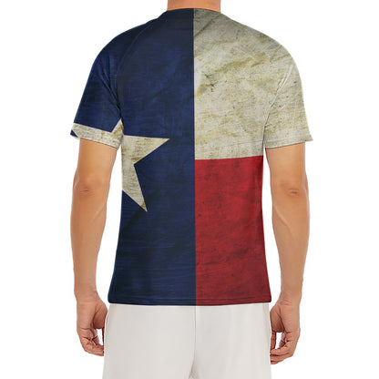 Texas Flag Print Men's Short Sleeve Rash Guard