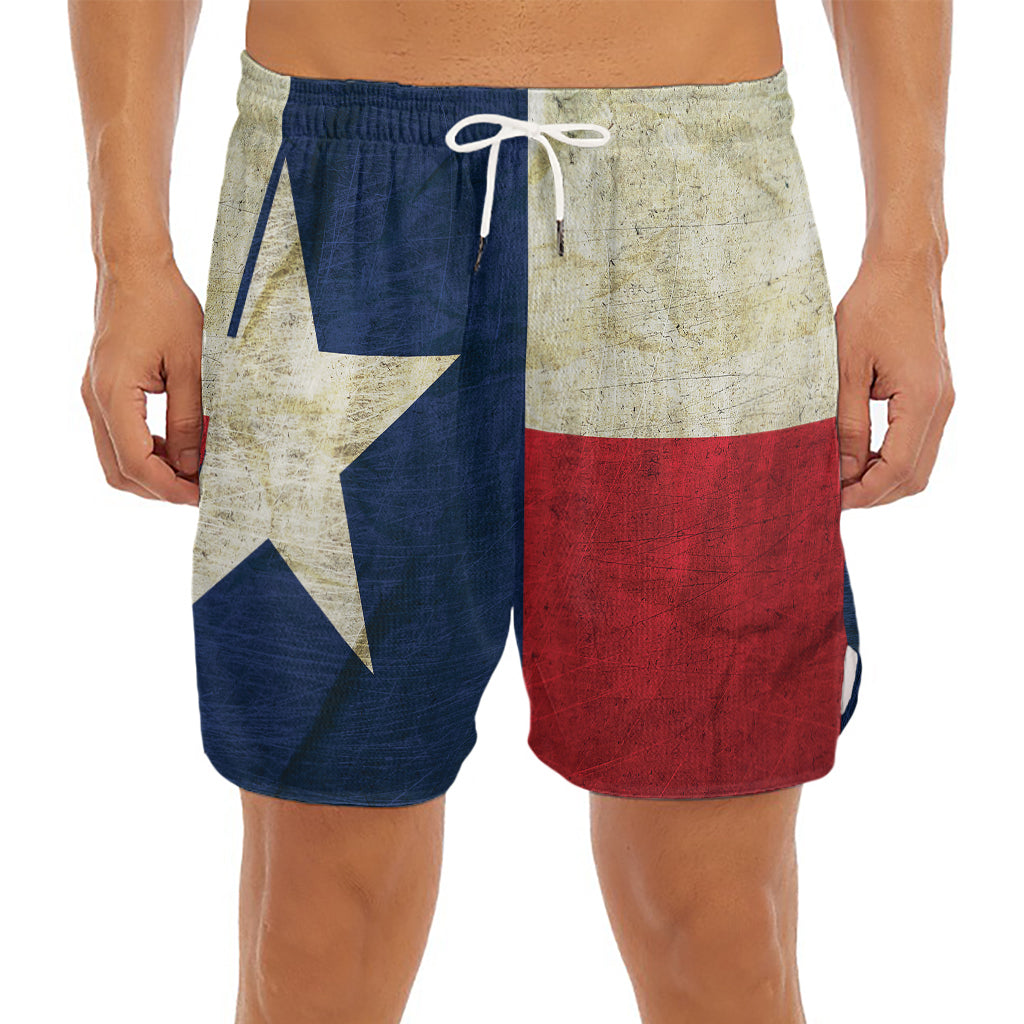 Texas Flag Print Men's Split Running Shorts