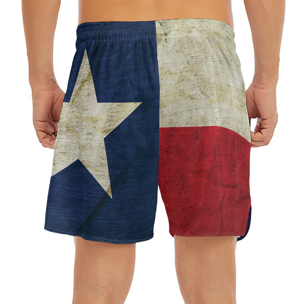 Texas Flag Print Men's Split Running Shorts