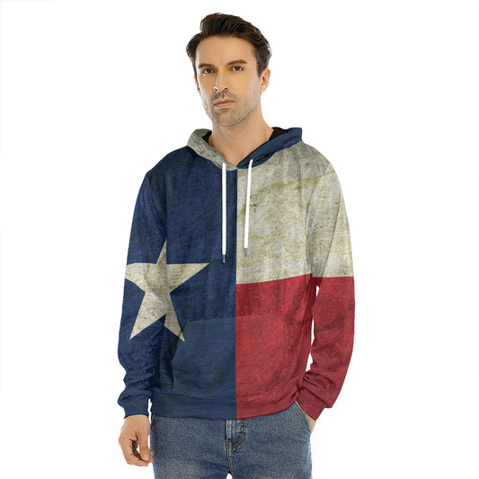 Texas Flag Print Men's Velvet Pullover Hoodie