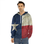 Texas Flag Print Men's Velvet Pullover Hoodie