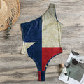 Texas Flag Print One Shoulder Bodysuit
