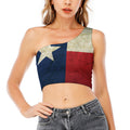 Texas Flag Print One Shoulder Crop Top