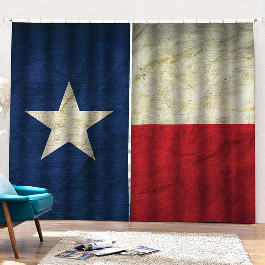 Texas Flag Print Pencil Pleat Curtains