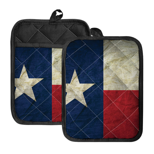Texas Flag Print Pot Holders With Pocket