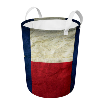 Texas Flag Print Round Laundry Basket