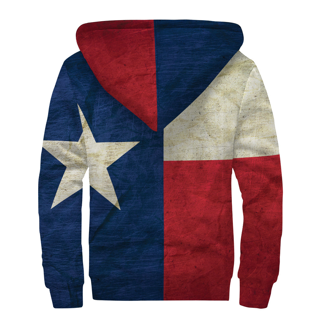 Texas Flag Print Sherpa Lined Zip Up Hoodie