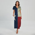 Texas Flag Print Short Sleeve Maxi Dress