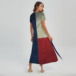 Texas Flag Print Short Sleeve Maxi Dress