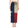 Texas Flag Print Side Slit Maxi Skirt