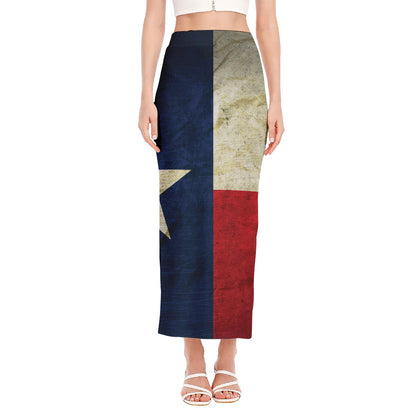 Texas Flag Print Side Slit Maxi Skirt