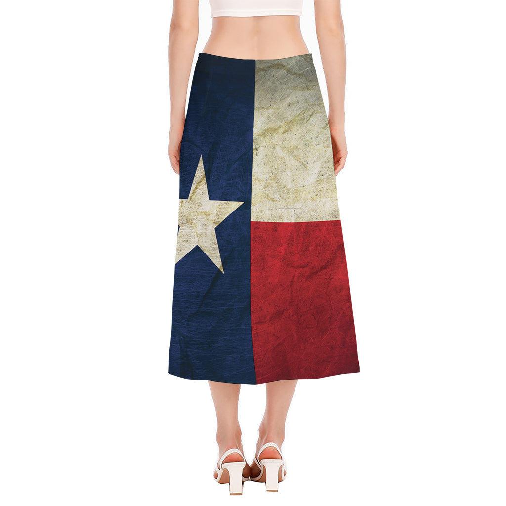 Texas Flag Print Side Slit Midi Skirt