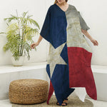 Texas Flag Print Silk V-Neck Kaftan Dress
