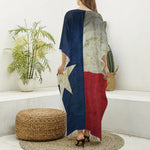 Texas Flag Print Silk V-Neck Kaftan Dress