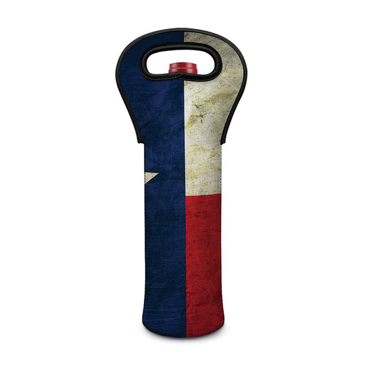 Texas Flag Print Single Neoprene Wine Tote