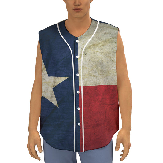 Texas Flag Print Sleeveless Baseball Jersey